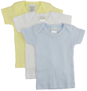 Blue,Yellow,White Boys Pastel Variety Short Sleeve Lap T-shirts - 3 Pack