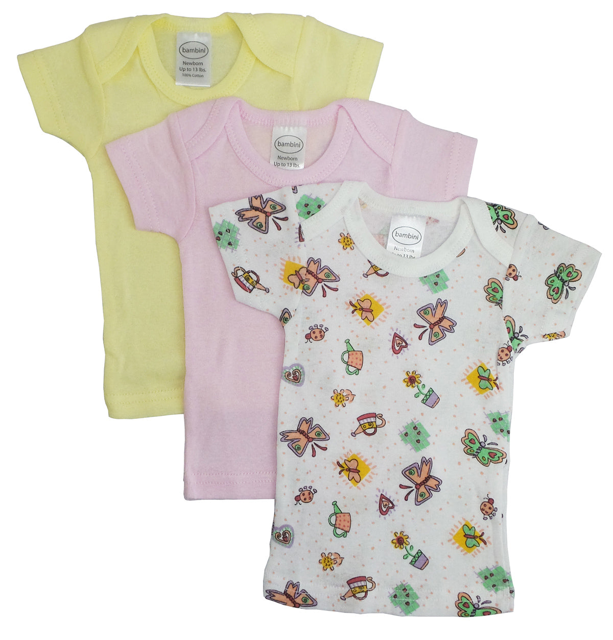 Pink,White,Print Girls Printed Short Sleeve Variety Pack