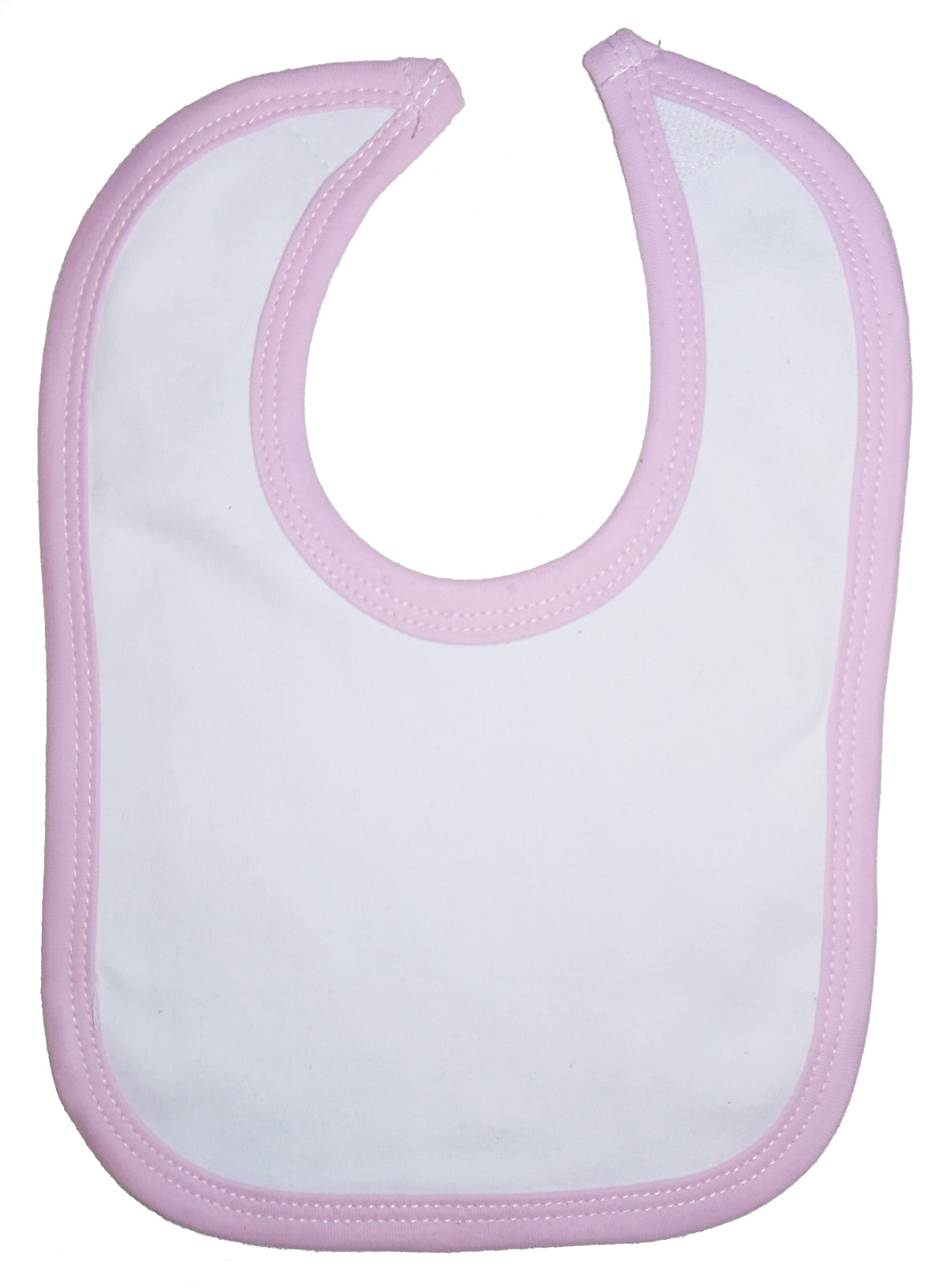 White Interlock Bib Pink Binding