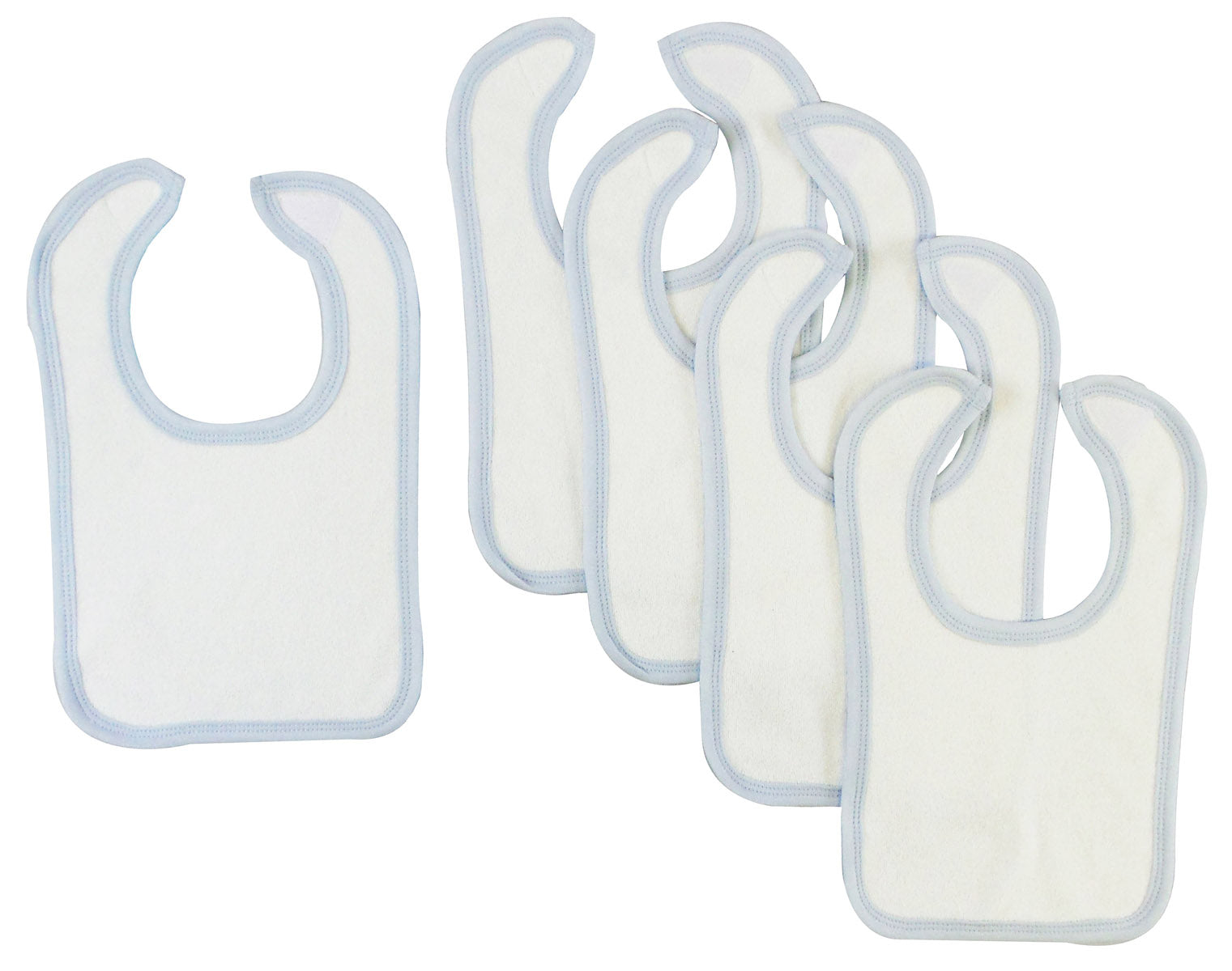 White Bib With Blue Trim (pack Of 5)