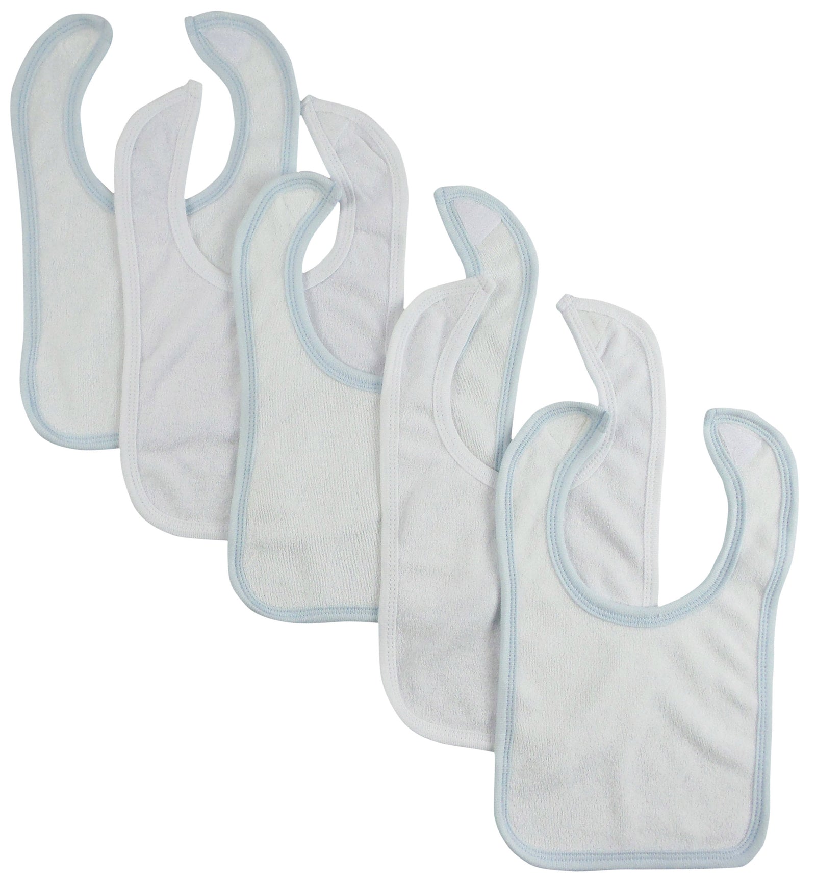 White Bib With Blue Trim And White Trim (pack Of 5)