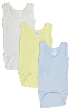 Blue,Yellow,White Boys Tank Top Onezies (pack Of 3)