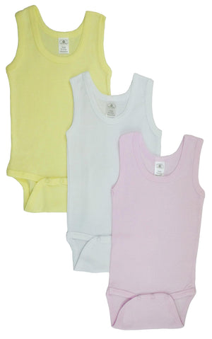 Pink,Yellow,White Girls Tank Top Onezies (pack Of 3)