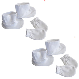 White Infant Booties & Mitten Set  (pack Of 2)