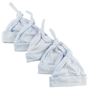 Blue Knotted Baby Cap (pack Of 5)