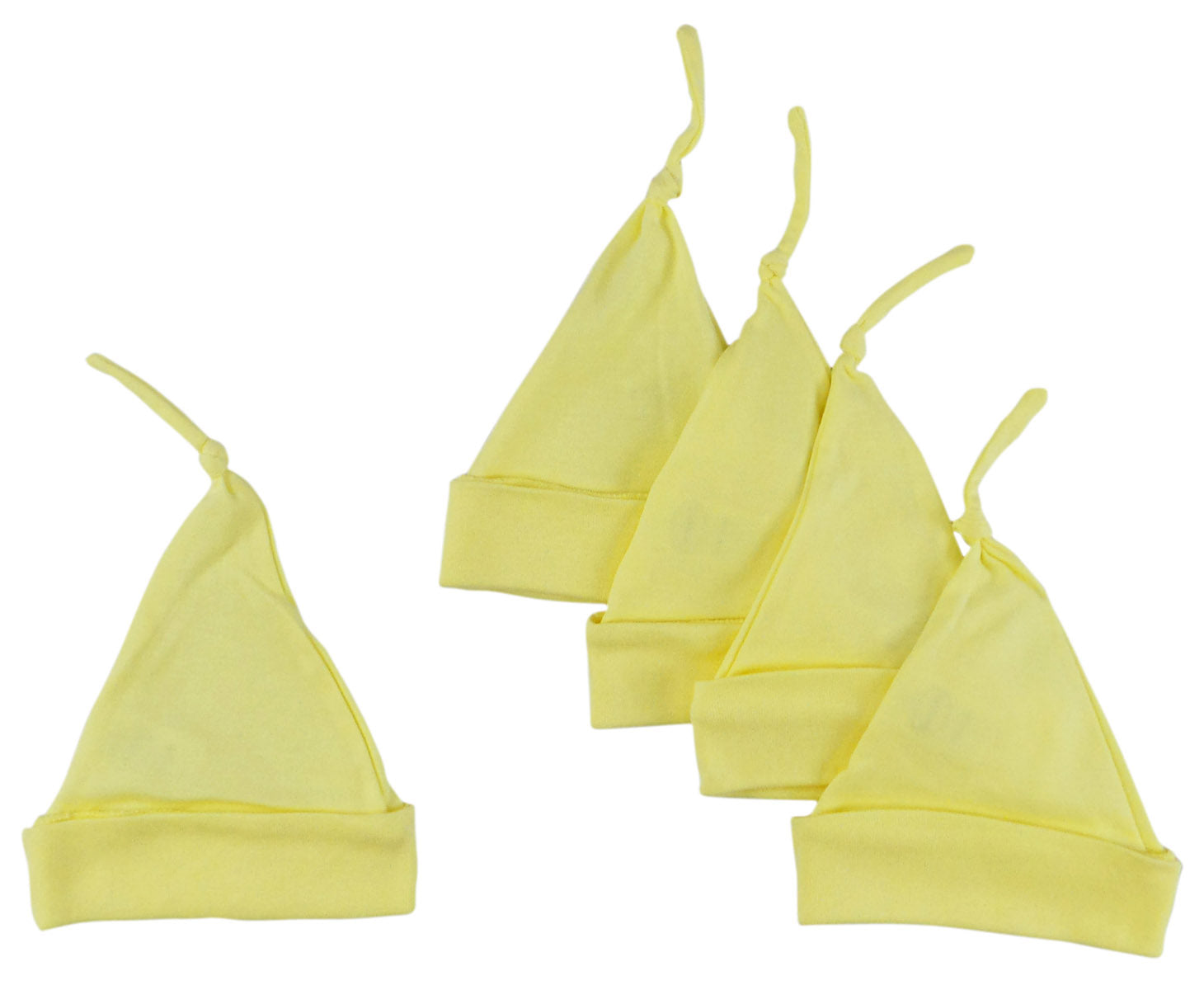 Yellow Knotted Baby Cap (pack Of 5)