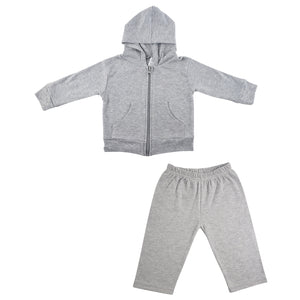 Grey,White Interlock Sweat Pants And Hoodie Set