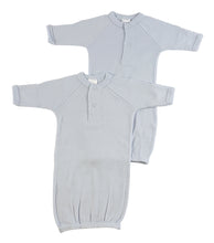 Blue Preemie Solid  Gown - 2 Pack