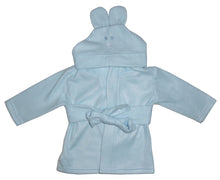 Blue Fleece Robe With Hoodie