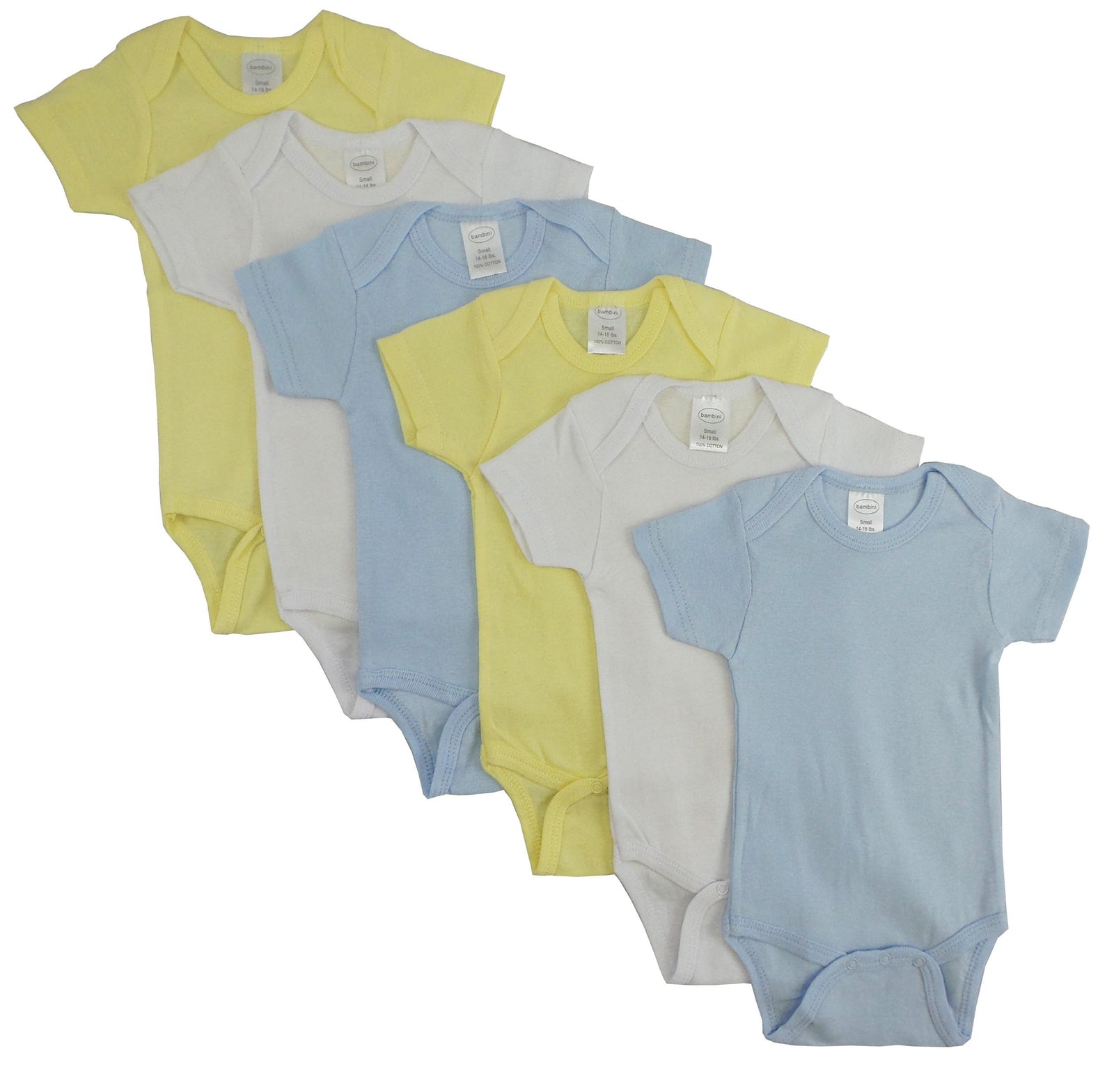 Blue,Yellow,WhitePastel Boys' Short Sleeve 6 Pack