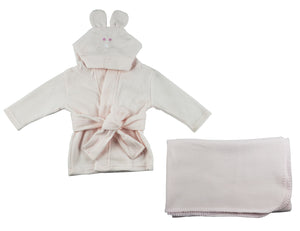 Fleece Robe And Blanket - 2 Pc Set