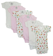 Yellow,White,Printed Preemie Girls Short Sleeve 6 Pack