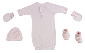 Preemie Gown, Cap, Mittens And Booties - 4 Pc Set