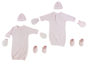 Preemie Gown, Cap, Mittens And Booties - 8 Pc Set