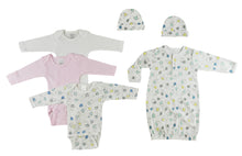 Gown, Onezies And Caps - 6 Pc Set