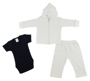 Black,White Infant Sweatshirt, Onezie And Pants - 3 Pc Set