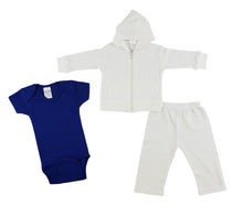 Blue,White Infant Sweatshirt, Onezie And Pants - 3 Pc Set