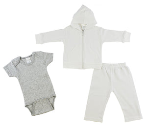 Grey,White Infant Sweatshirt, Onezie And Pants - 3 Pc Set