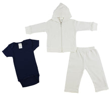 Navy,White Infant Sweatshirt, Onezie And Pants - 3 Pc Set