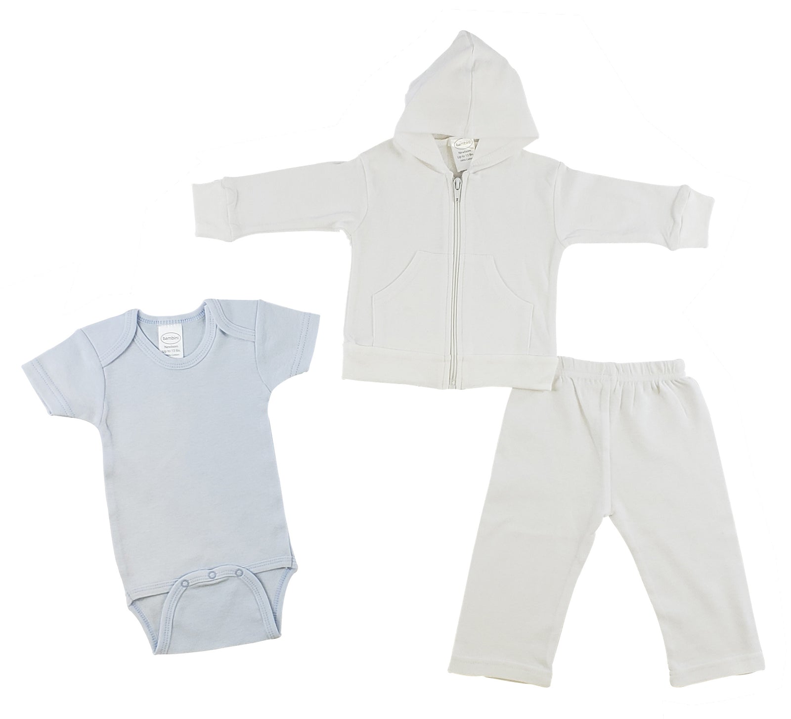 Blue,White Infant Sweatshirt, Onezie And Pants - 3 Pc Set