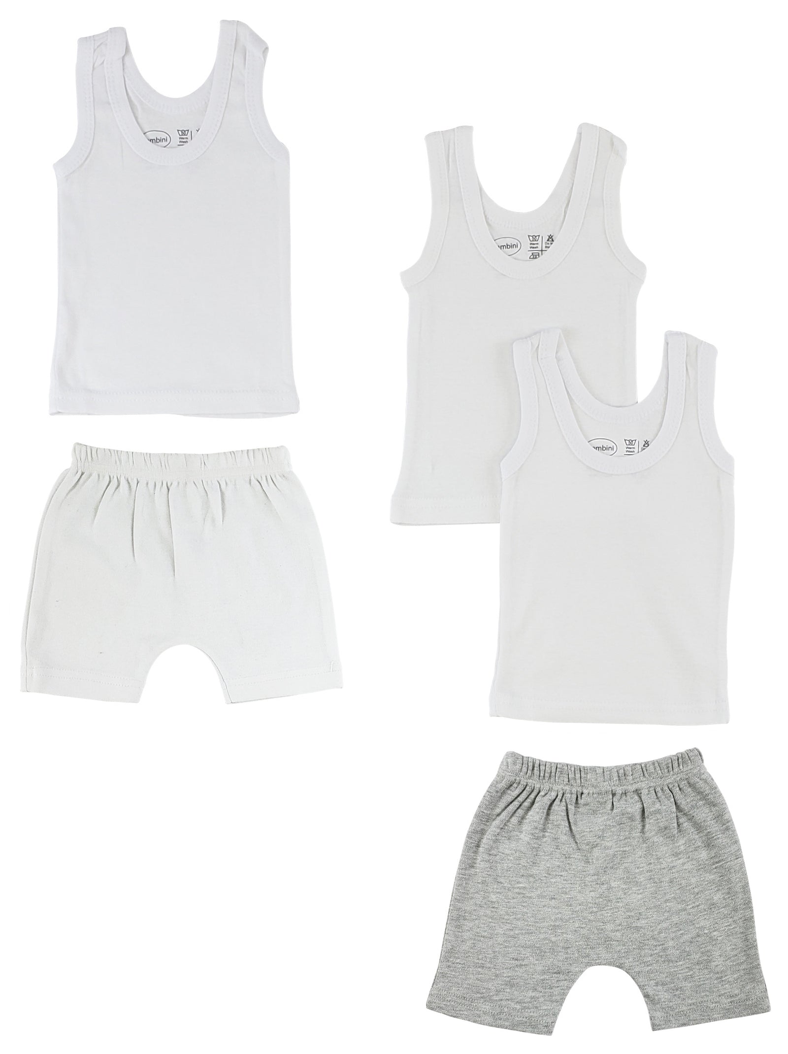 White,Grey Infant Tank Tops And Shorts