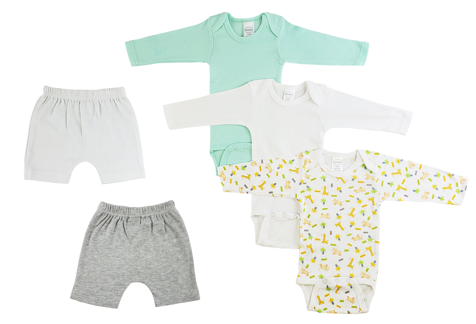 White,Grey Infant Boys Long Sleeve Onezies And Shorts