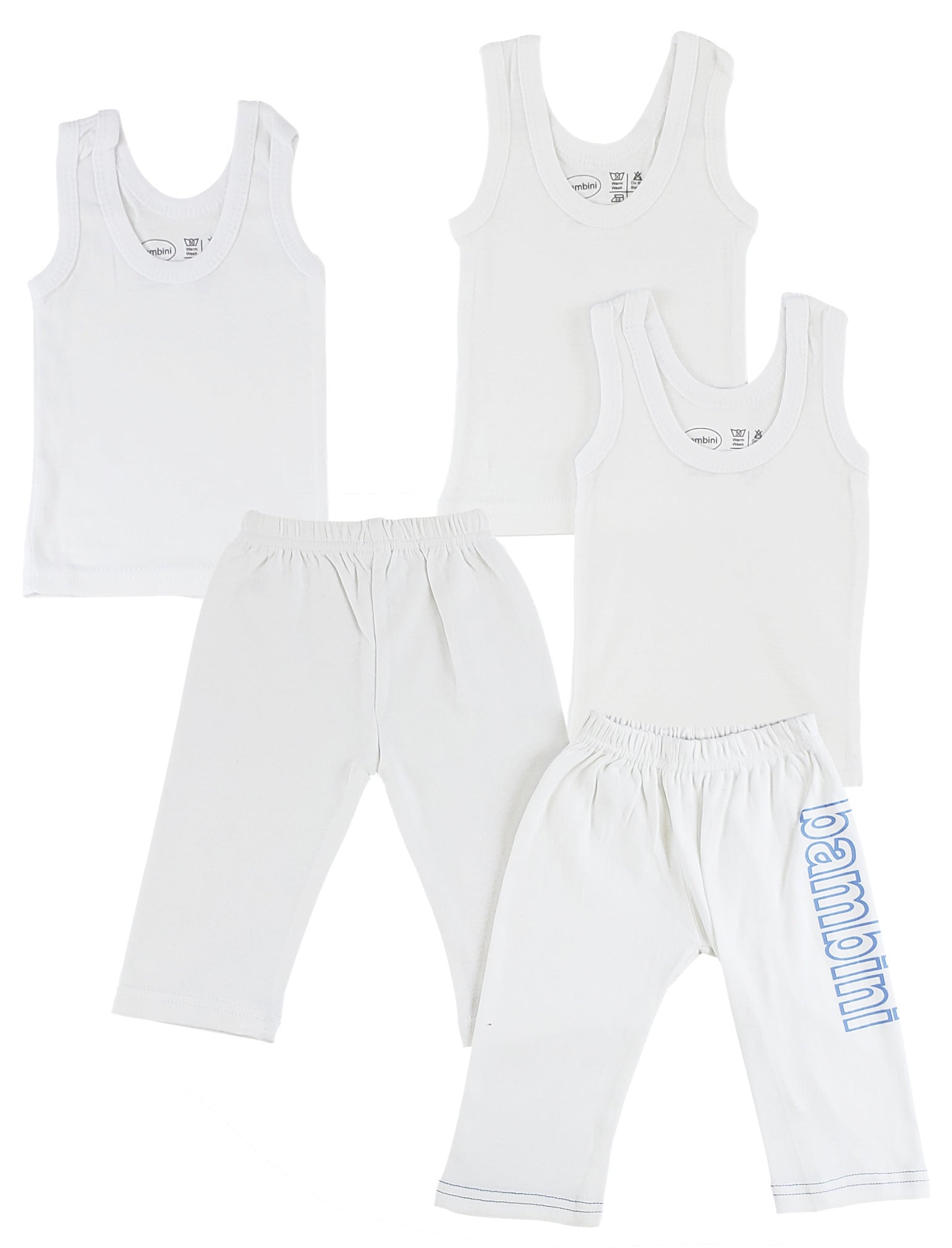 White,Blue Infant Tank Tops And Track Sweatpants