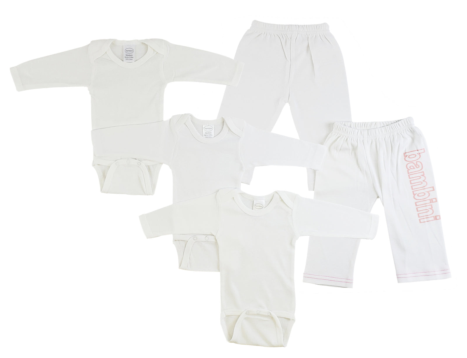 White ,Pink Infant Long Sleeve Onezies And Track Sweatpants