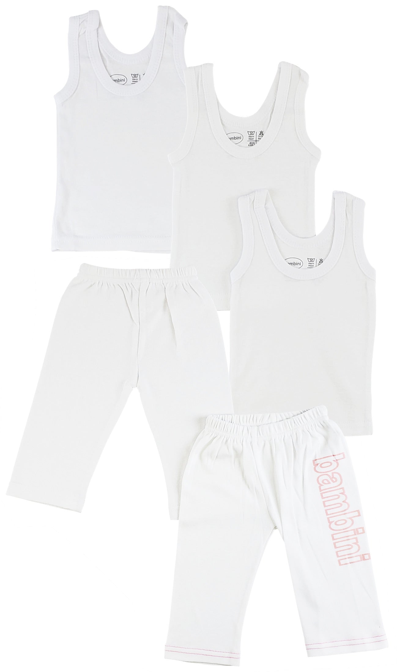 White,Pink Infant Tank Tops And Track Sweatpants