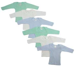 Blue,Yellow,White Boys Pastel Variety Long Sleeve Lap T-shirts 6 Pack