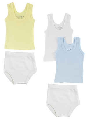 White,Blue Boys Tank Tops And Training Pants