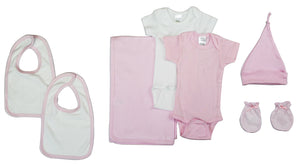 White,Pink Newborn Baby 7 Pc Gift Set