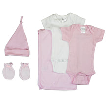 White,Pink Newborn Baby 5 Pc Baby Shower Gift Set