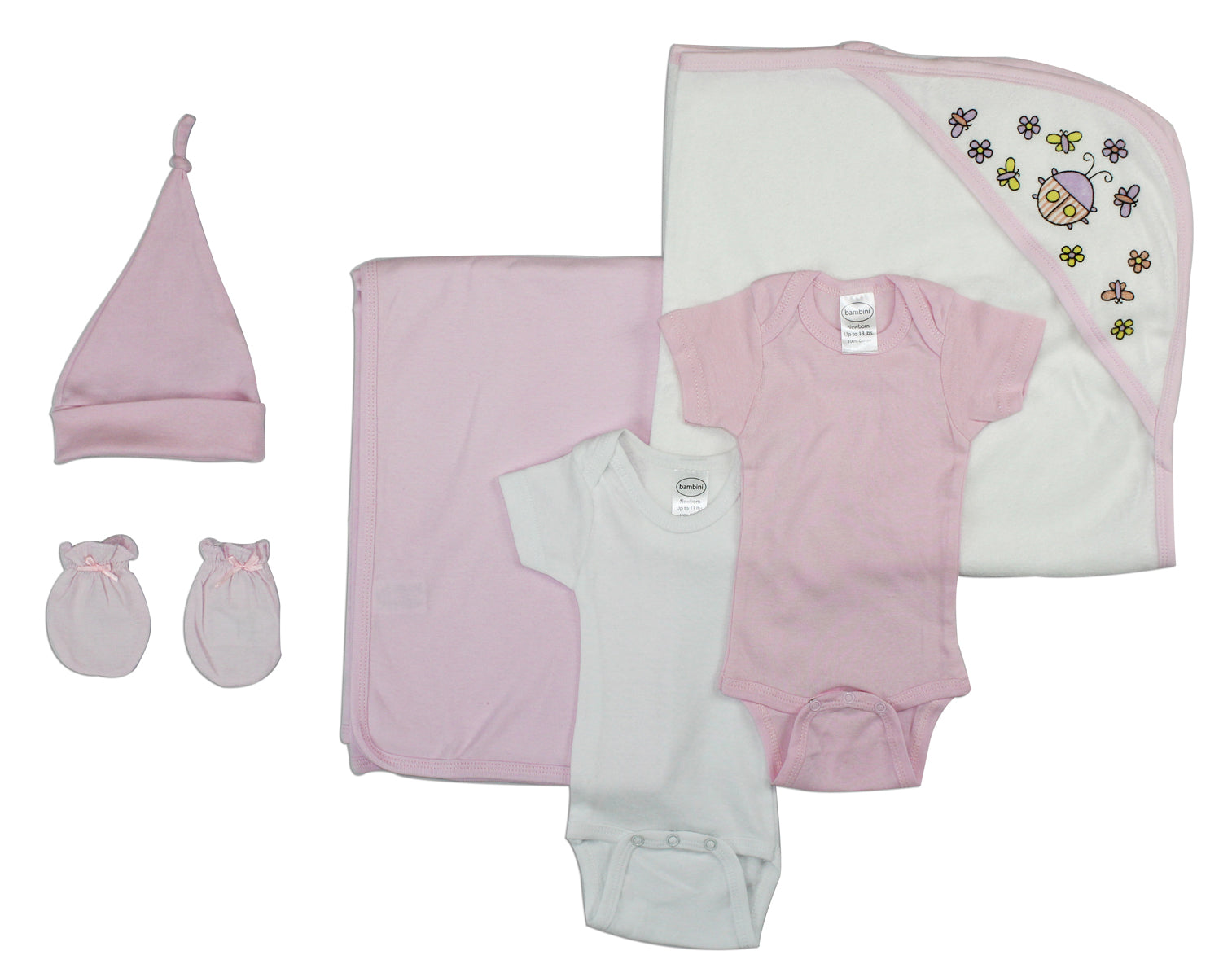 White,Pink Newborn Baby 6 Pc Baby Shower Gift Set