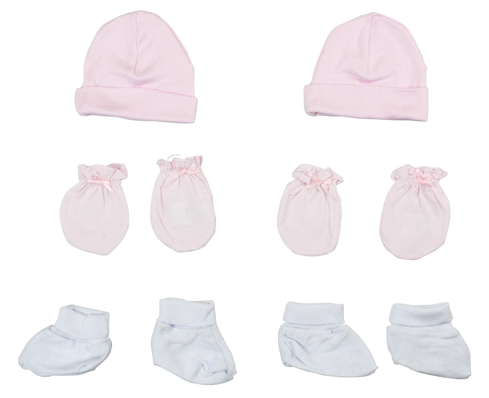 Girls' Cap, Booties And Mittens 6 Piece Set