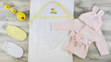 Hooded Towel, Bath Mittens And Robe