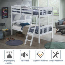 Solid Wood Twin Bunk Beds with Detachable Kids Ladder