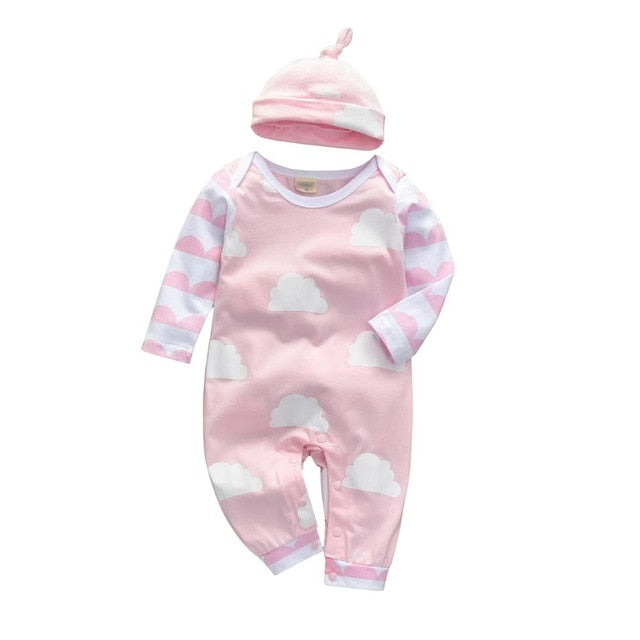 Baby Girls Clothes Set Cotton Onesie Jumpsuit with matching Headband