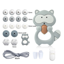 LOFCA Silicone Teether Wood Beads Set BPA Free DIY Baby Teething Necklace Toy Cartoon Koala Raccoon Pacifier chain Clip