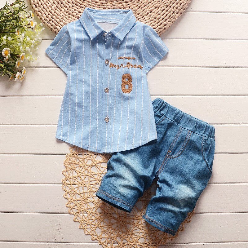 Summer  clothing sets with denim pants 1-4T