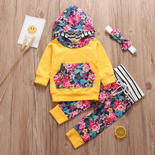 3Pcs Baby Girl Clothes Floral Fashion Hoodie Clothing Set