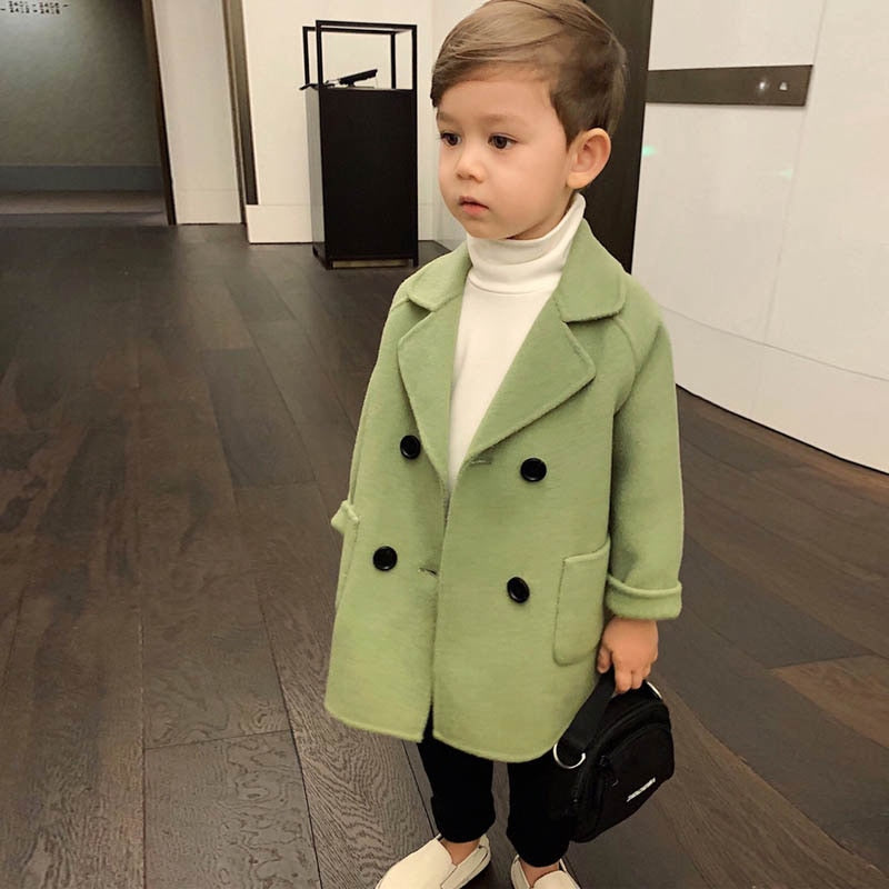 Lattice Children Fashion Coat Wool Coat