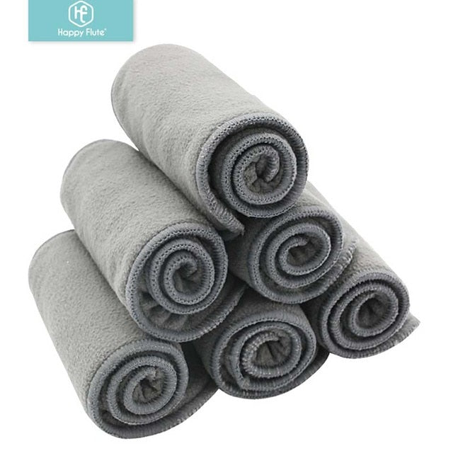 Happy Flute 10pcs 4 Layers Bamboo + Charcoal Washable Diaper Insert For Baby