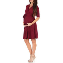 Women's Faux Wrap Maternity Dress with Adjustable Belt