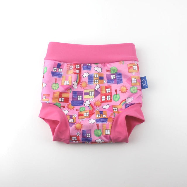 Ocean Fry High Waist Swimming Trunks Printed Swim Diapers