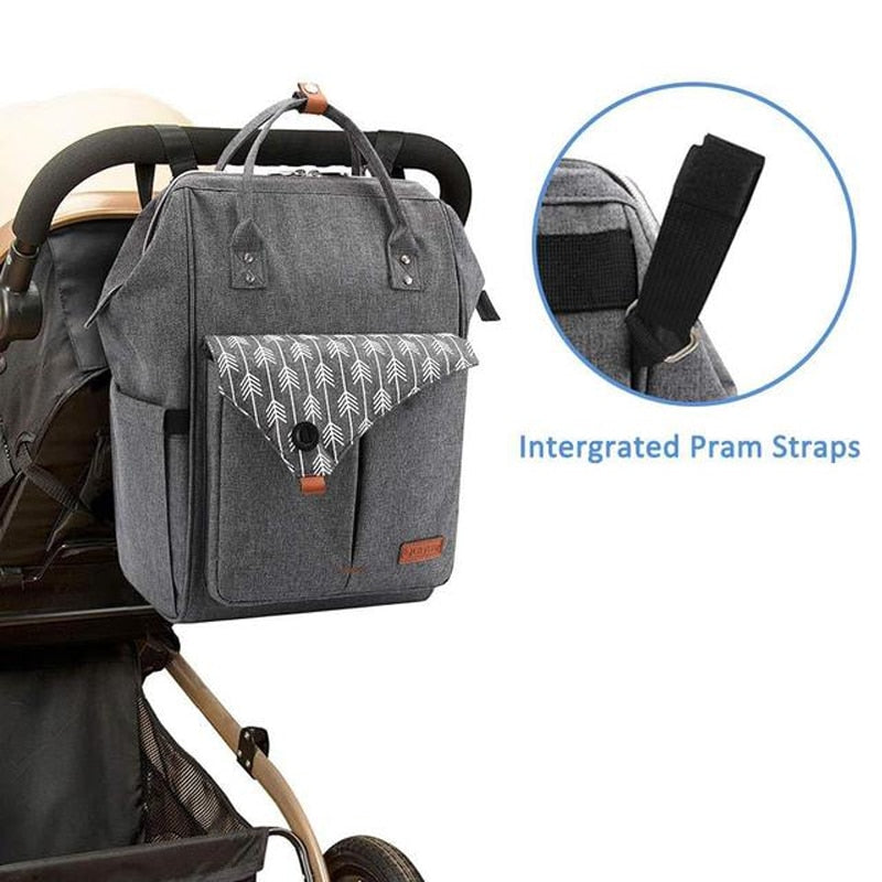 Grey Lekebaby Large Diaper Backpack