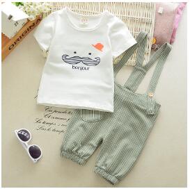 Summer Clothing 2pcs  Set Girls T-shirt + Overalls