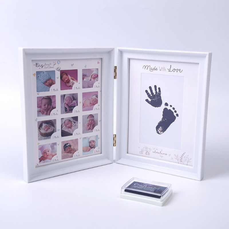 Footprint + Handprint Imprint Kit Baby Ink Pad Storage Memento Kit