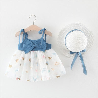 Summer Baby Girls Dresses with matching hats