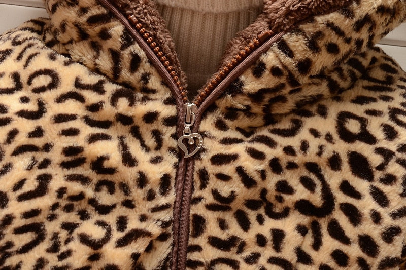 Children Girl's Hooded Leopard Warm Jacket 1-6 years